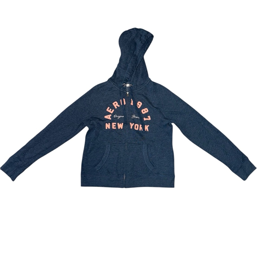 Aeropostale Blue and Pink Kids Zip-Up Hoodie & Sweat Pants Set L Hoodie/M Pants